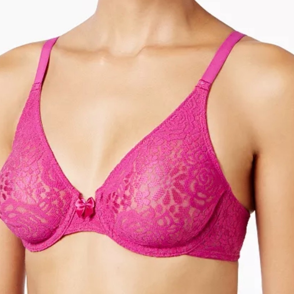 Wacoal HALO LACE Covertible Underwire Bra in Rasberry Pink US 34 DD